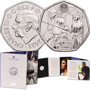 2023 Great Britain Copper-Nickel 50 Pence Star Wars Luke Skywalker and Princess Leia Main Image