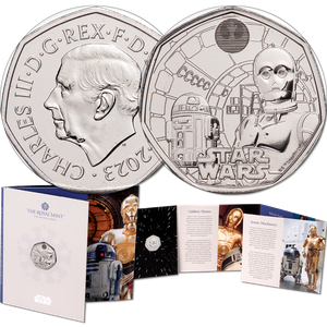 2023 Great Britain Copper-Nickel 50 Pence Star Wars R2-D2 and C-3PO Main Image