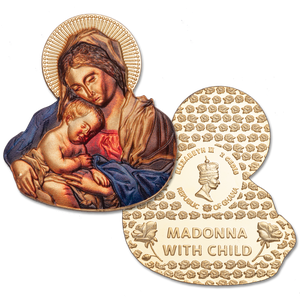 Gold-Plated Ghana 2 Cedis Madonna and Child Main Image