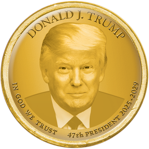 Colorized "Modern Presidents" Dollar with Golden Hue - Donald Trump, Term 2 Main Image