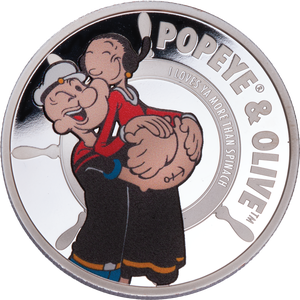 2025 Ascension Island Silver-Plated $2 Popeye® - Popeye & Olive Main Image