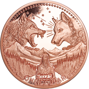 2025 Mesa Grande 5 oz. Copper $1 Two Wolves Main Image