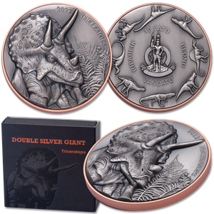 2022 Vanuatu Antique Finish 10 Vatu Triceratops Main Image