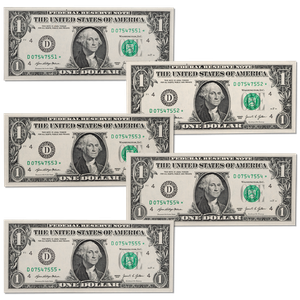 2021-D Consecutively Numbered $1 Federal Reserve Star Note Set Main Image