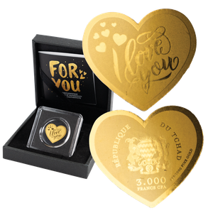Republic of Chad Gold 3000 CFA I Love You with Box Main Image