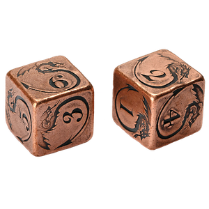 Pair of Copper Dice - Dragon Design Main Image