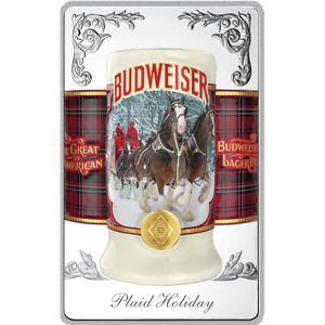 Budweiser White Brass Stein Bar - Plaid Holiday Main Image