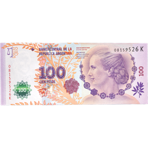 2012 Argentina 100 Pesos Eva Peron Bank Note Main Image
