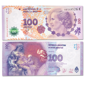 2012 Argentina 100 Pesos Eva Peron Bank Note Main Image