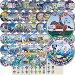 1999-2009 Complete Colorized Commemorative Quarter Set (56 coins) with Folder Main Image