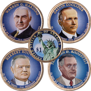 Buy All 4 Colorized 2014 Presidential Dollars Main Image