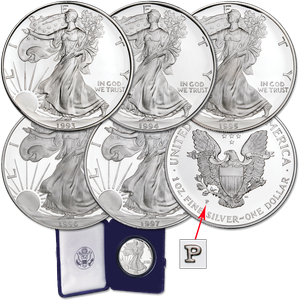 1993-1997 "P" Mint Silver American Eagles Main Image