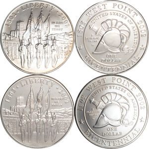 2002-W Both West Point Bicentennial Silver Dollars Main Image