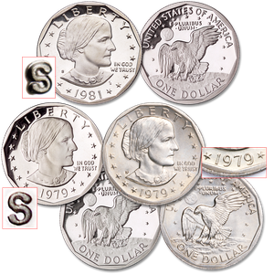 1979-1981 3 Varieties Susan B. Anthony Dollar Set Main Image