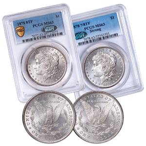 1878 7/8 & 8 Tail Feathers Morgan Silver Dollars Main Image