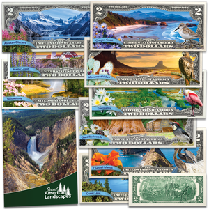Colorized $2 Federal Reserve Note Great American Landscapes Set Main Image