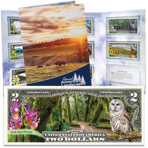 Colorized $2 Federal Reserve Note Great American Landscapes Set Main Image