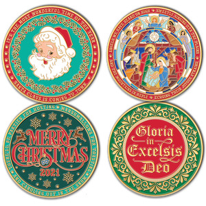 Santa and Nativity Scene Challenge Coins Main Image