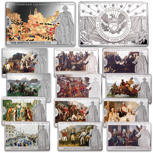Complete 13 Colonies to One Nation Silver-Plated 100 gram Copper Bar Set Main Image