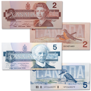 1986 $2 & $5 Canada Notes Main Image