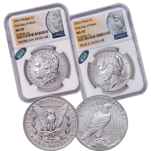 2024 Morgan & Peace Silver Dollars, First Day of Issues Main Image