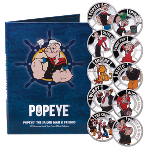 2025 Ascension Island Silver-Plated $2 Popeye® Coins with Folder Main Image