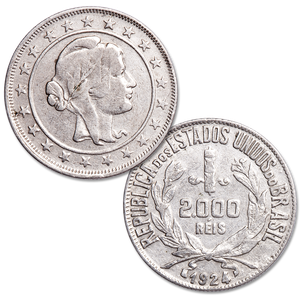 1924-1934 Brazil Silver 2000 Reis Main Image
