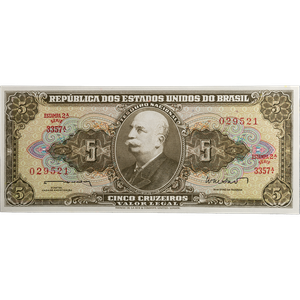 ND (1962-1964) Brazil 5 Cruzeiros, P#176, Uncirculated Main Image