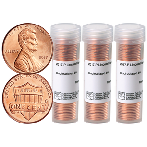 2017-P Three Lincoln Head Cent Tubes Main Image