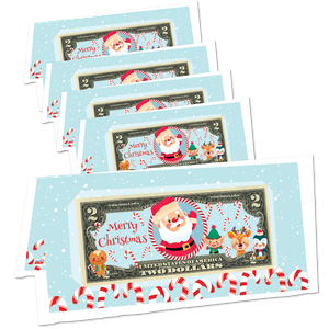 Five Colorized Note Merry Christmas Cards - Santa & Friends Main Image