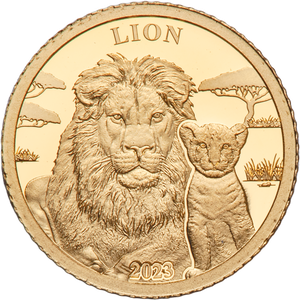 2023 Burundi .5g Gold 10 Francs Lion Main Image