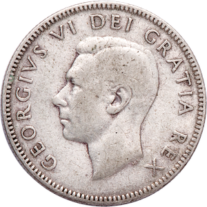 1948-1952 Canada Silver 25¢, King George VI Main Image
