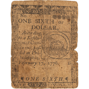 1776 $1/6 Continental Currency Main Image