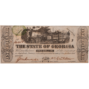 1863 $1 State of Georgia Note Main Image