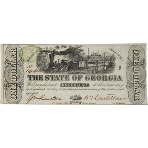 1863 $1 State of Georgia Note Main Image