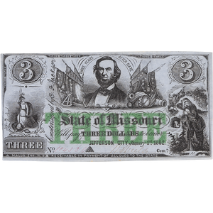 1862 $3 State of Missouri - Jefferson City Main Image