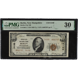 1929 $10 National Bank Note T2 Berlin NH Main Image