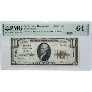 1929 $10 Berlin City National Bank of NH Note, Charter #14100, Type 2 Main Image