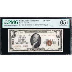 1929 $10 Berlin City National Bank of NH Note, Charter #14100, Type 2 Main Image