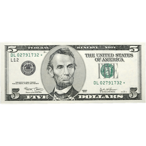 2003 $5 Federal Reserve Star Note, Choice Crisp Uncirculated Main Image