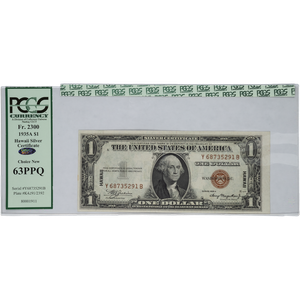 1935A $1 Silver Certificate Hawaii YB Block PCGS PPQ M63+ Main Image