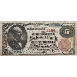 1882 $5 National Bank Note, New York, NY Main Image