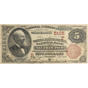 1882 $5 National Bank Note Large Size Main Image