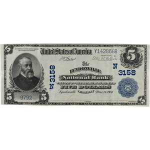 1902 $5 National Bank Note, Plain Back Main Image