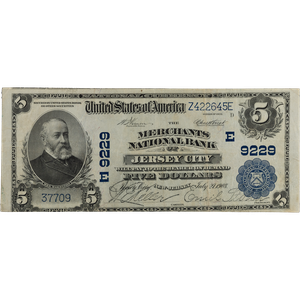 1902 $5 National Bank Note, Jersey City, NJ, Charter #9229 Main Image