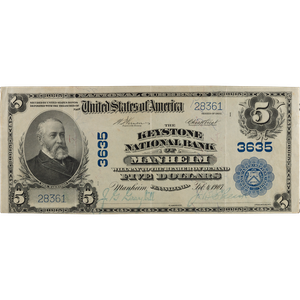 1902 $5 National Bank Note, Keystone, NB, Charter #3635 Main Image