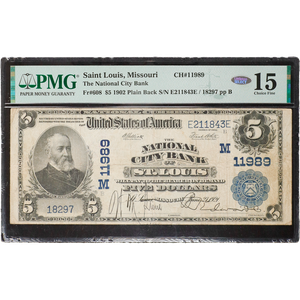 1902 $5 NBN St Louis MO #11989 PMG  F/VF Main Image
