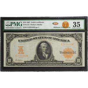 1907 $10 Gold Certificates Main Image