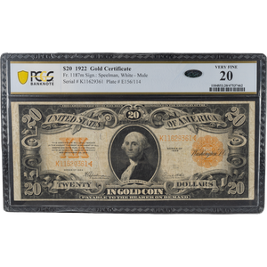 1922 $20 Gold Certificate Main Image