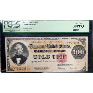 1922 $100 Large-Size Gold Certificate Main Image